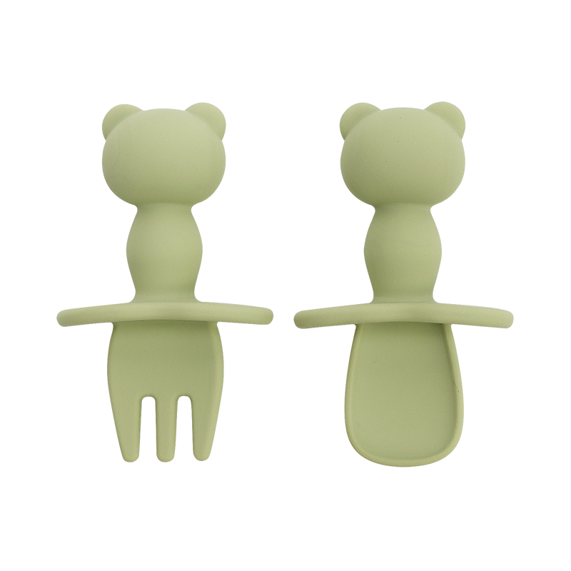 OLIVE GREEN 11 PIECE SILICONE BABY AND TODDLER NON-SLIP SUCTION CUP FEEDING SET