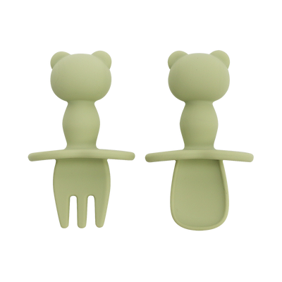 OLIVE GREEN 11 PIECE SILICONE BABY AND TODDLER NON-SLIP SUCTION CUP FEEDING SET
