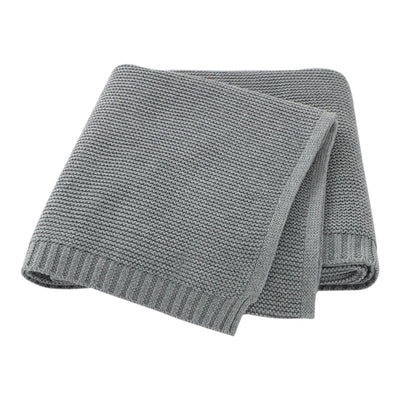 PERSONALISED BABY COTTON KNITTED BLANKET GREY