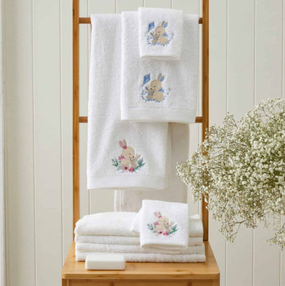 PINK BUNNY BATH TOWEL & FACE WASHER