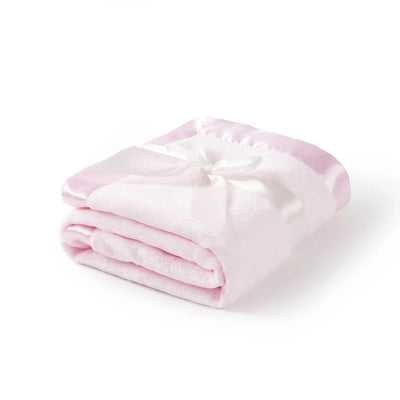 LIGHT PINK BABY BLANKET FLANNEL WITH SATIN EDGING