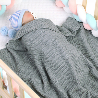 個性化新生兒針織毛毯 灰色