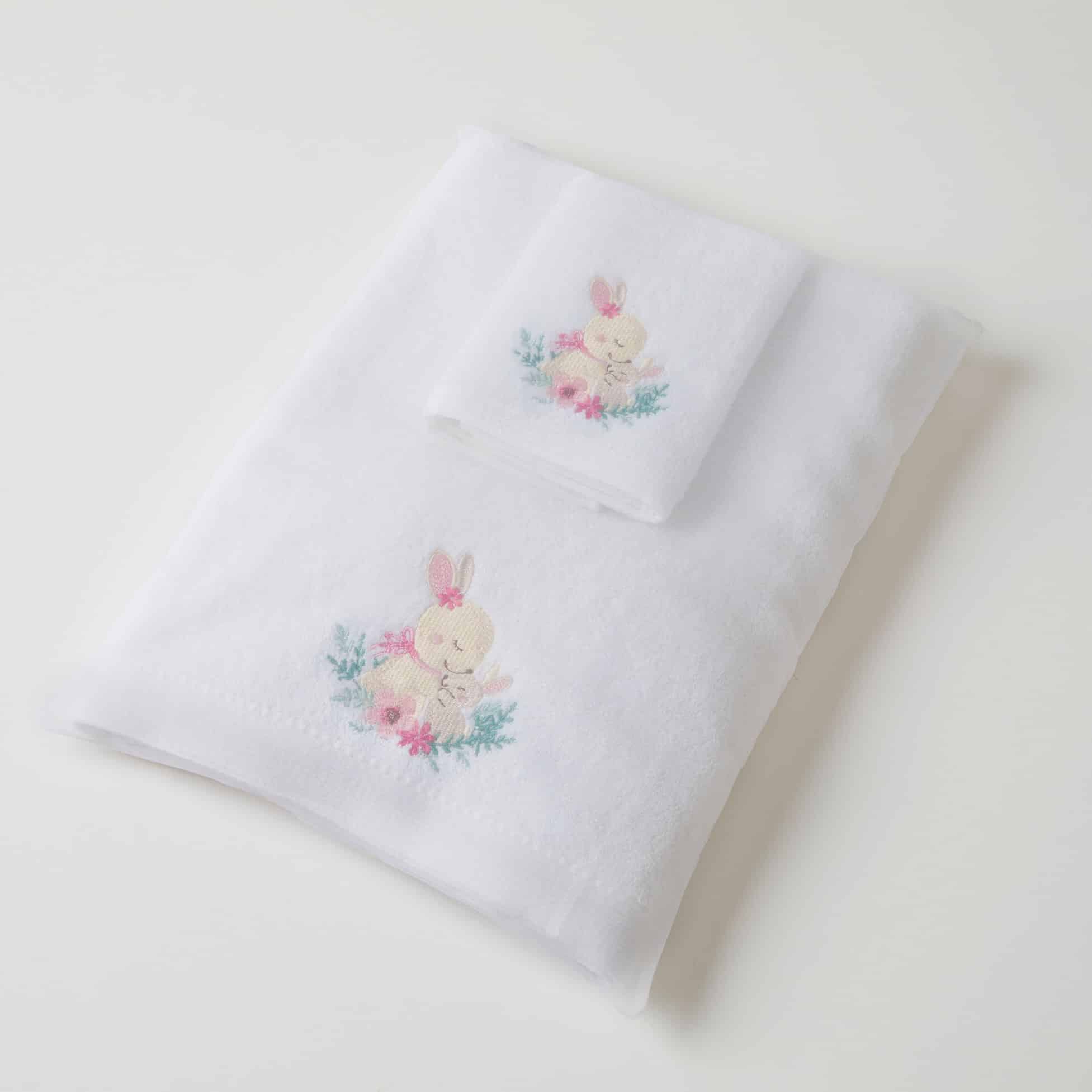 PINK BUNNY BATH TOWEL & FACE WASHER – Snugglebubs Online