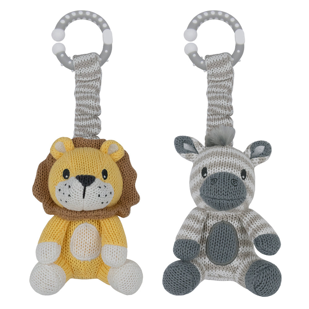斑馬和獅子 2 件裝嬰兒車玩具